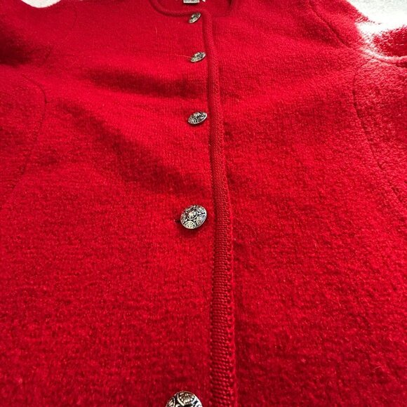 Vintage Carroll Reed Boiled Wool Sweater Size 10 Button Up Jacket Cardigan Red - Picture 9 of 9